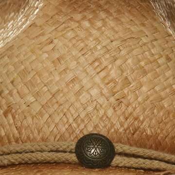 MG Tea Stain Raffia Straw Cowboy Hat (Natural), Natural Tea, Size One Size