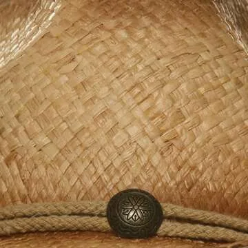 MG Tea Stain Raffia Straw Cowboy Hat (Natural), Natural Tea, Size One Size