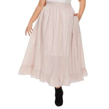 Beautybatik Oat Women Cotton Boho Gypsy Long Maxi Victorian Renaissance Flare Skirt 2X