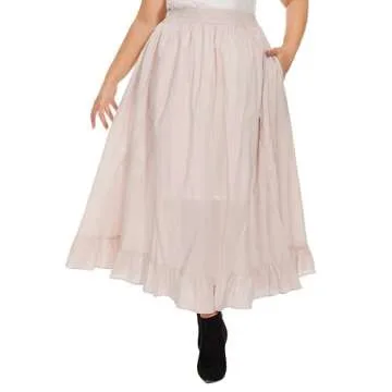 Beautybatik Oat Women Cotton Boho Gypsy Long Maxi Victorian Renaissance Flare Skirt 2X