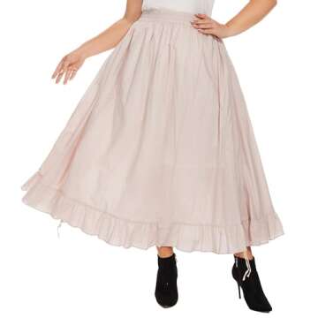 Beautybatik Oat Women Cotton Boho Gypsy Long Maxi Victorian Renaissance Flare Skirt 2X