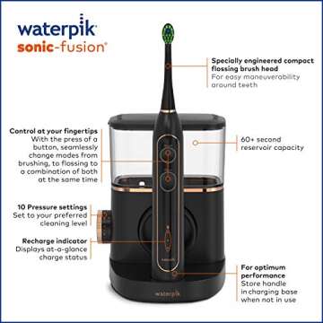 Waterpik Sonic-Fusion Professional Flossing Battery Powered Electric Toothbrush, Black, (Pack of 1)