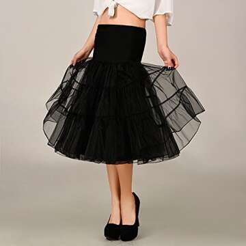 Kumeng 50s Vintage Petticoat for Retro Style Dresses