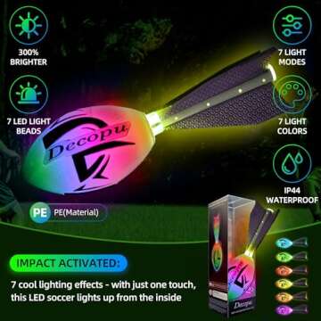 KASTUMBGA Premium Foam Glow in The Dark Football, Latest LED Light up Football, Color-Changing-Perfect Birthday&Camping Gift for Kids 8-15+,Sports&Outdoors Toys for Ages Kids 8 9 10 11 12 13 14 15