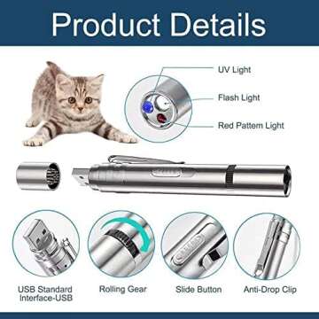 BEGRIM Cat Laser Toys Pointer for Indoor, Cat Mouse Toys Wand Red Light Pet Interactive Toys to Keep...