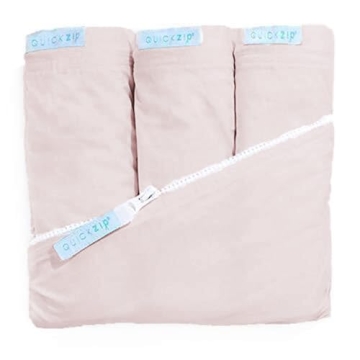 QuickZip Crib Sheet Set - Faster, Safer, Easier Baby Crib Sheets - Includes Blush Wraparound Base & ...