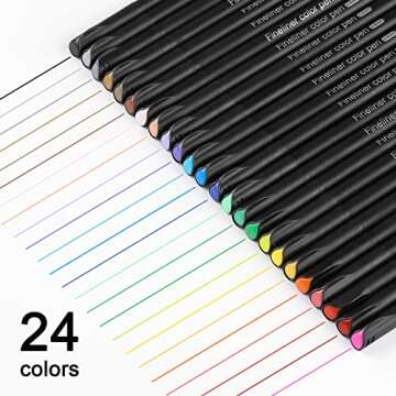 Dyvicl Fineliner Pens Fine Point Pens, 24 Colors 0.4mm Fineliner Color Pen Set Fine Point Markers Fi...