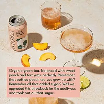 Minna Peach Yuzu Sparkling Iced Tea - Zero Calorie, Organic Delight