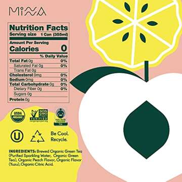 Minna Peach Yuzu Sparkling Iced Tea - Zero Calorie, Organic Delight