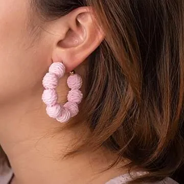 Raffia Hoop Earrings Handmade Colorful Summer Jewelry