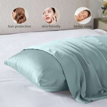 Silk Pillow Cases for Hair and Skin Mulberry Silk Pillow Cases Soft Breathable Both Sided Natural Silk Pillowcase with Zipper Beauty Sleep Silk Pillow Cases 1 Pack for Gift (Standard, Haze Blue)