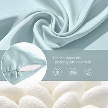 Silk Pillow Cases for Hair and Skin Mulberry Silk Pillow Cases Soft Breathable Both Sided Natural Silk Pillowcase with Zipper Beauty Sleep Silk Pillow Cases 1 Pack for Gift (Standard, Haze Blue)