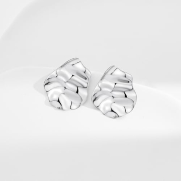 ENSKEFEN Irregular Hammered Silver Stud Earrings for Women
