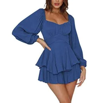 LYANER Women's Elegant Jumpsuit with Ruffle Layers