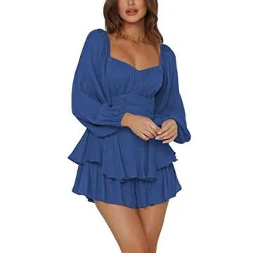 LYANER Women's Elegant Jumpsuit with Ruffle Layers