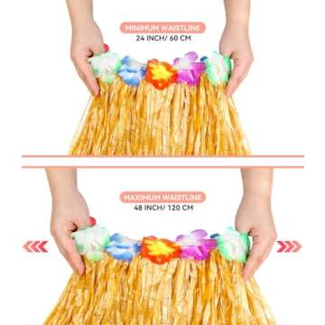 Hula Grass Skirt Set for Luau and Tropical Parties
