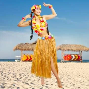 Hula Grass Skirt Set for Luau and Tropical Parties