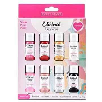 Sweet Sticks Edible Art Decorative Cake Paint 0.5 Ounce (15 Milliliters), Valentines Set of 8 Colors
