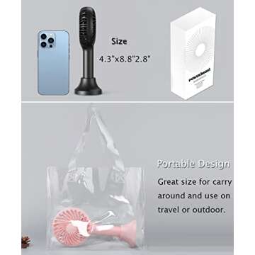HonHey Handheld Fan Portable, Mini Hand Held Fan with USB Rechargeable Battery, 4 Speed Personal Desk Table Fan with Base, 3-10 Hours Operated Small Makeup Eyelash Fan for Women Girls Kids Outdoor