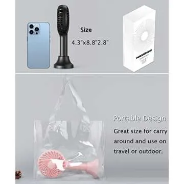 HonHey Handheld Fan Portable, Mini Hand Held Fan with USB Rechargeable Battery, 4 Speed Personal Desk Table Fan with Base, 3-10 Hours Operated Small Makeup Eyelash Fan for Women Girls Kids Outdoor