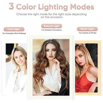 Makeup Mirror Vanity with Lights - 3 Color Lighting Modes 72 LED Trifold Mirror, 1x/2x/3x Magnificat...