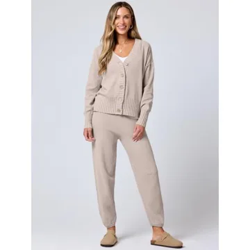 Stylish ANRABESS Women's Two-Piece Waffle Knit Outfit Set