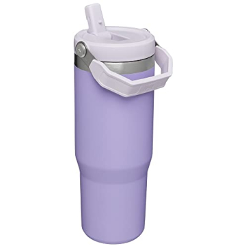 STANLEY IceFlow Stainless Steel Tumbler with Straw, Vacuum Insulated Water Bottle for Home, Office or Car, Reusable Cup with Straw Leak Resistant Flip, Lavender, 30OZ