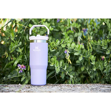 STANLEY IceFlow Stainless Steel Tumbler with Straw, Vacuum Insulated Water Bottle for Home, Office or Car, Reusable Cup with Straw Leak Resistant Flip, Lavender, 30OZ