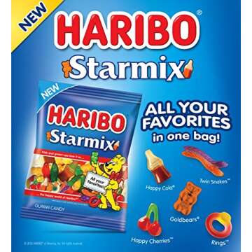 HARIBO Gummi Candy, Starmix Gummy Candy, 5 Ounce Value Bag (Pack of 12) Delicious Soft & Chewy Sweet Snacks, Assorted Fruity Flavors