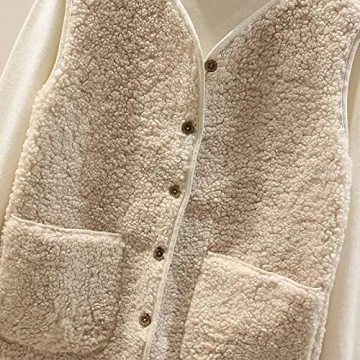 Tuduoms Women's Sherpa Vest Warm Faux Shearling Winter Coat