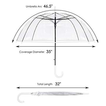 EAONE 12 Pack Clear Umbrella - Wedding Rain Umbrellas with Auto Open J Handle