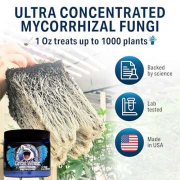 Great White Mycorrhizal Fungi Root Stimulator by Plant Success, Concentrated 3-in-1 Formula, 9-Strai...