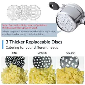 Potato Ricer, Ricer for Mashed Potatoes, 3 Interchangeable Discs Potato Ricer Stainless Steel for Fluffy Mashed Potatoes, Heavy Duty Spaetzle Maker with Silicone Handle, for Gnocchi Spaghetti