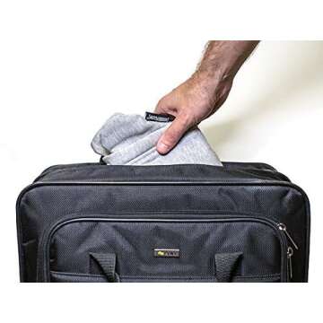 HoodiePillow Inflatable Neck Pillow for Airplane Travel, Car, Train or Relaxing at Home. Compact, Comfortable for Your Neck and Includes Privacy Hood - Gray