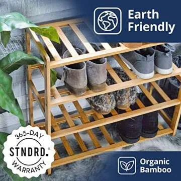 STNDRD. Bamboo Wood Shoe Rack Organizer, Stylish Shoe Rack Made from Sustainable Bamboo (1-Pack)