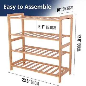 STNDRD. Bamboo Wood Shoe Rack Organizer, Stylish Shoe Rack Made from Sustainable Bamboo (1-Pack)