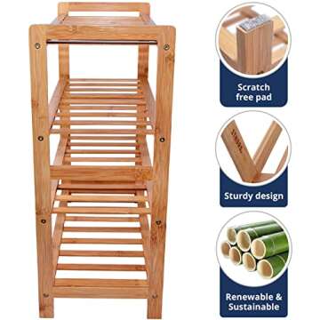 STNDRD. Bamboo Wood Shoe Rack Organizer, Stylish Shoe Rack Made from Sustainable Bamboo (1-Pack)