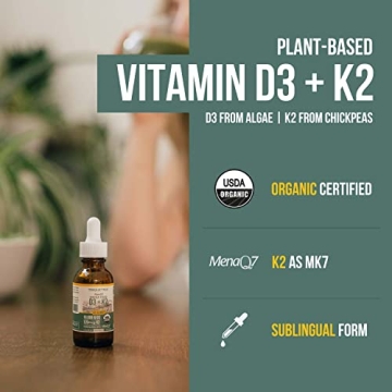 Organic Plant-Based D3 + K2 - Immune Support & Bone Health