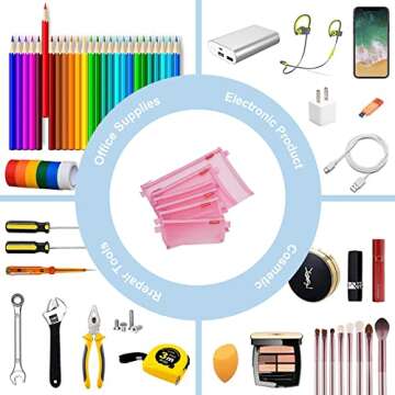 Pendancy Mesh Zipper Pouch 5pcs Lightweight Nylon File Folders Document Organizer Cosmetic Bags Accessories Storage for Travel and Office Supplies(Pink, A4 A5 A6)