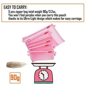 Pendancy Mesh Zipper Pouch 5pcs Lightweight Nylon File Folders Document Organizer Cosmetic Bags Accessories Storage for Travel and Office Supplies(Pink, A4 A5 A6)