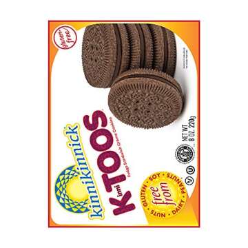 Kinnikinnick KinniTOOS Gluten Free Fudge Sandwich Cream Cookes, 8oz/220g (Pack of 6)