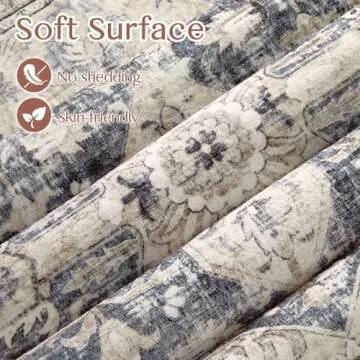 Area Rug Living Room 8x10 Washable Vintage Soft Boho