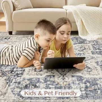 Area Rug Living Room 8x10 Washable Vintage Soft Boho