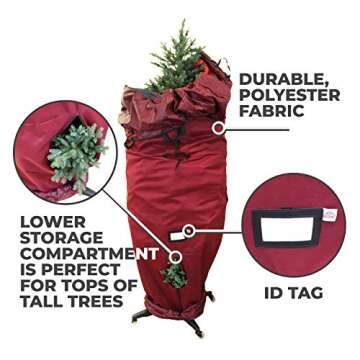 Heavy-Duty Upright Christmas Tree Storage Bag for Artificial Trees up to 9 Foot Tall, Durable Woven Polyester Fabric, Stand Not Included