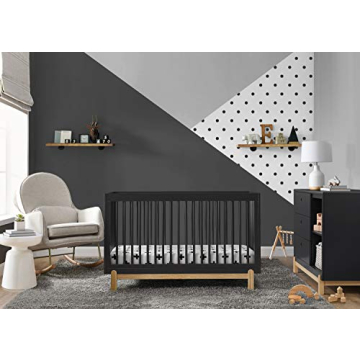 Delta Children Poppy Convertible Crib in Midnight Grey Natural