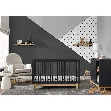 Delta Children Poppy Convertible Crib in Midnight Grey Natural