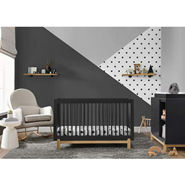 Delta Children Poppy Convertible Crib in Midnight Grey Natural