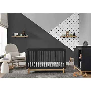 Delta Children Poppy Convertible Crib in Midnight Grey Natural