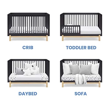 Delta Children Poppy Convertible Crib in Midnight Grey Natural