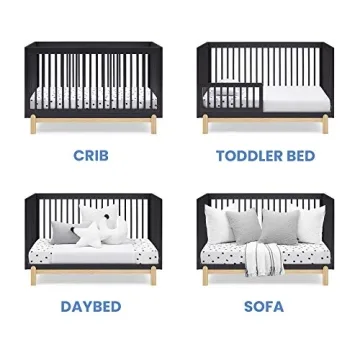 Delta Children Poppy Convertible Crib in Midnight Grey Natural